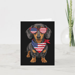 Carte Dachshund Wiener États-Unis Drapeau 4 juillet Amér