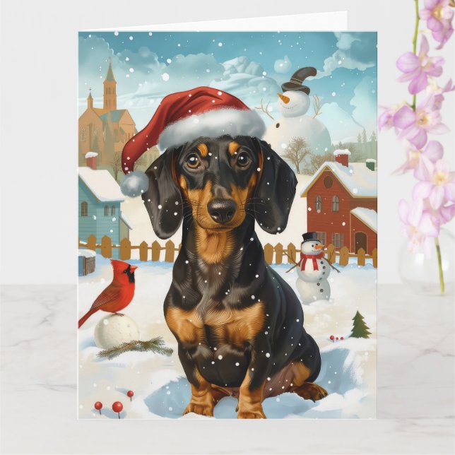 Carte Dachshund Winter Wonderland Christmas Joy (Orchidée)