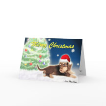 Carte Dachshund Xmas Tree (personnalisable)