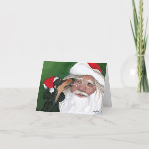 Carte Dachshund's Kiss for Père Noël Dog Art Note Card