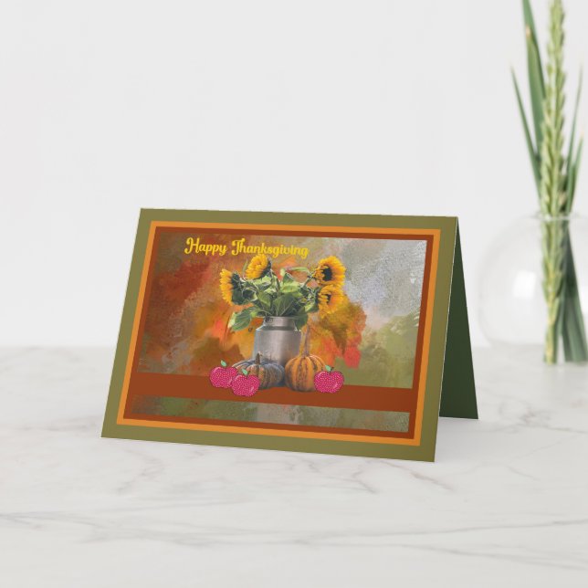 Carte d'action de grâce avec des tournesols (Devant)