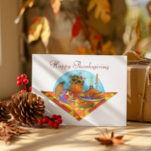 Carte d'action de grâce Cornucopia Quilt Harvest