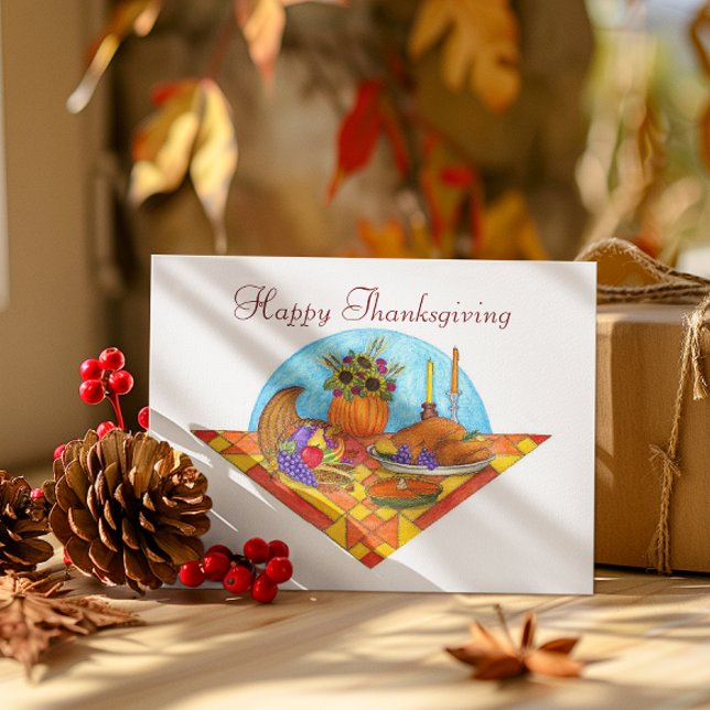 Carte d'action de grâce Cornucopia Quilt Harvest (Créateur téléchargé)