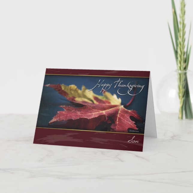 Carte d'action de grâce de la feuille d'automne pe (Devant)