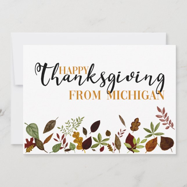 Carte d'action de grâce du Michigan Fall Folid (Devant)