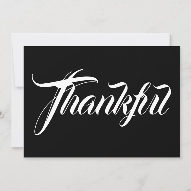 Carte d'action de grâce en calligraphie noir blanc (Devant)