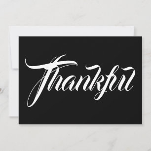 Carte d'action de grâce en calligraphie noir blanc