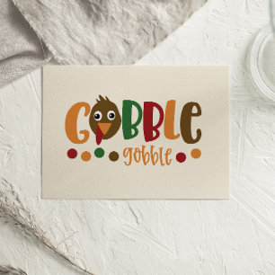 Carte d'action de grâce mignonne Turquie Gobble Go