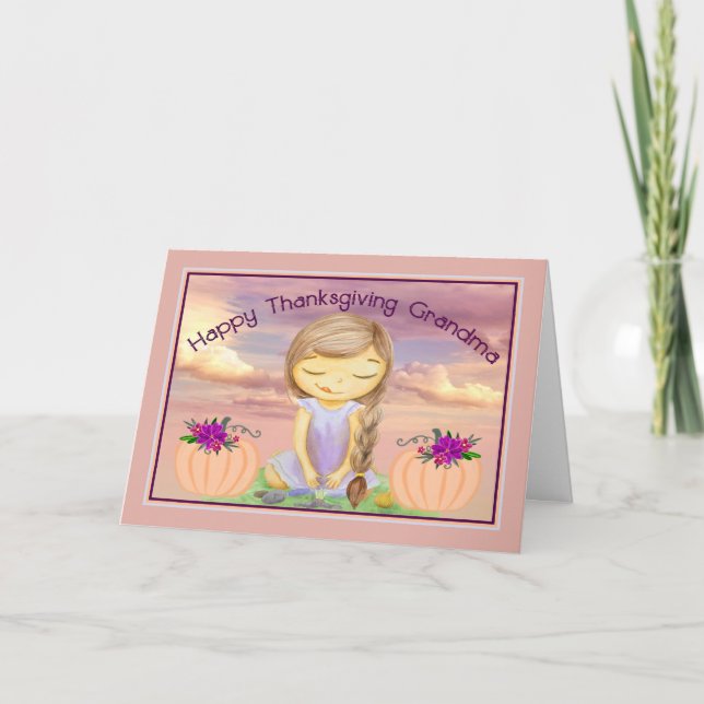 Carte d'action de grâce pour grand-mère avec jeune (Devant)