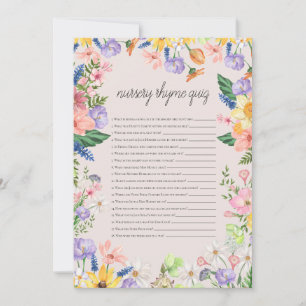 Carte d'activités de Baby shower de jeu de rime de