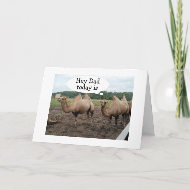 CARTE **DAD** CAMELS DIT PAS DE JOUR HUMP-C'EST VOTRE AN (Devant)