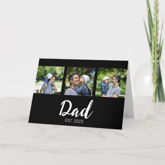 Carte Dad Established Elegant Script Black 3 Photo (Devant)