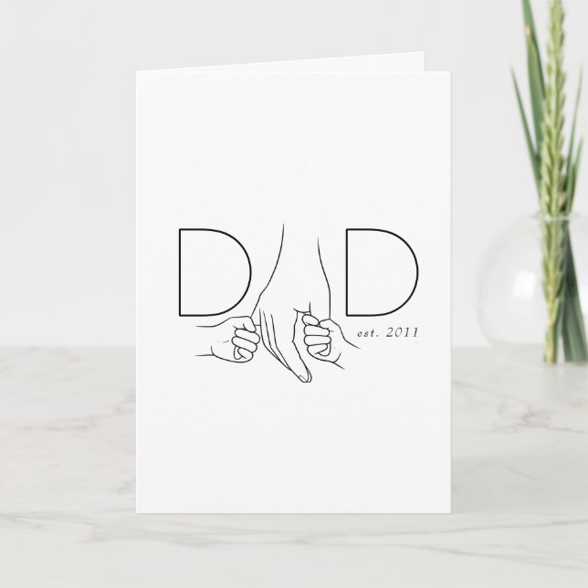 Carte Dad From Kids Minimal Line Art Father Child (Devant)