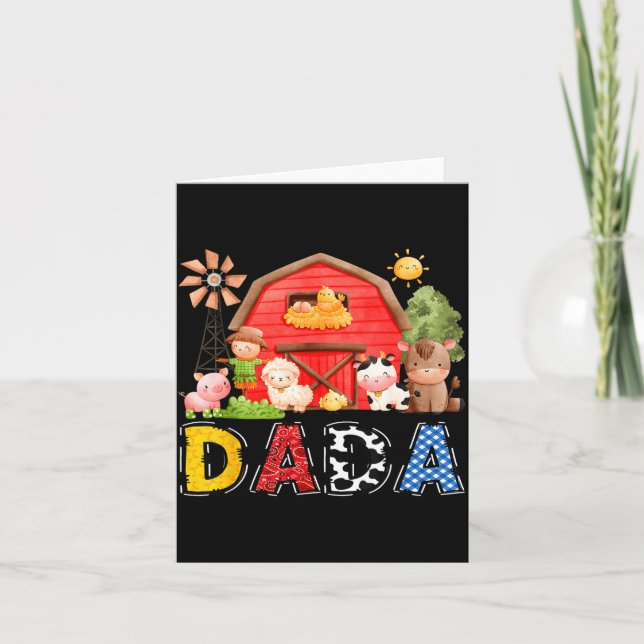 Carte Dada Red Farm Cow Birthday Boy Matching Family Par (Devant)