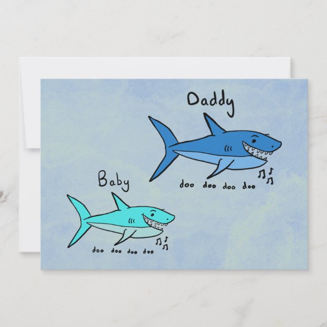 Carte Daddy Shark et Baby Shark Fête des Pères amusante (Devant)