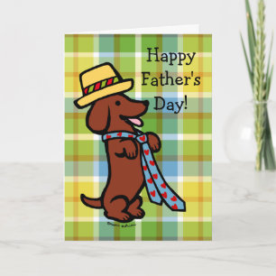 Carte Daddy's Dachshund Cartoon Plaid