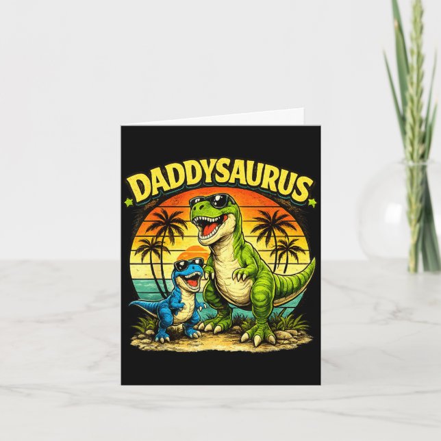 Carte Daddysaurus drôle papa dinosaure rétro coucher de  (Devant)