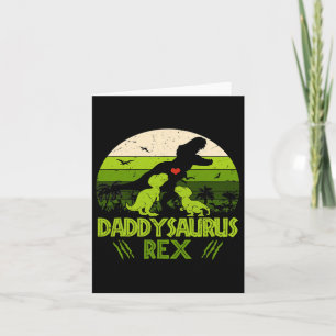 Carte Daddysaurus Rex 2 Enfants Coucher de soleil Dinosa