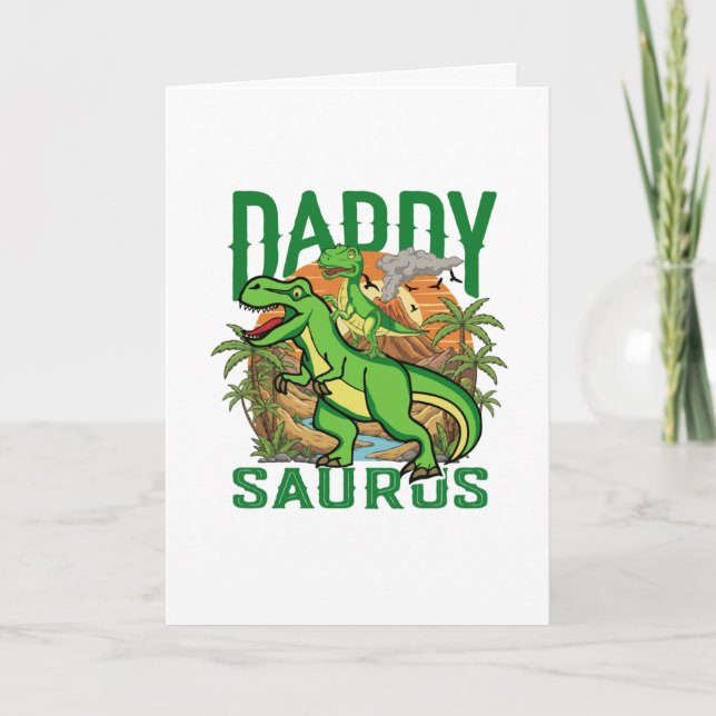 Carte Daddysaurus T-Rex drôle de dinosaure | Cadeau pour (Devant)