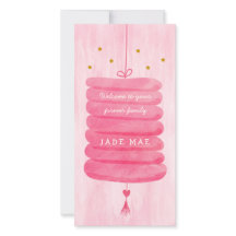 Carte d'adoption rose - Un Lampion de famille pour