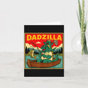 Carte Dadzilla pêche dinosaure père et fils rétro 