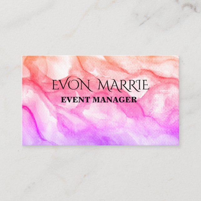Carte d'affaires Pink Watercolor (Devant)