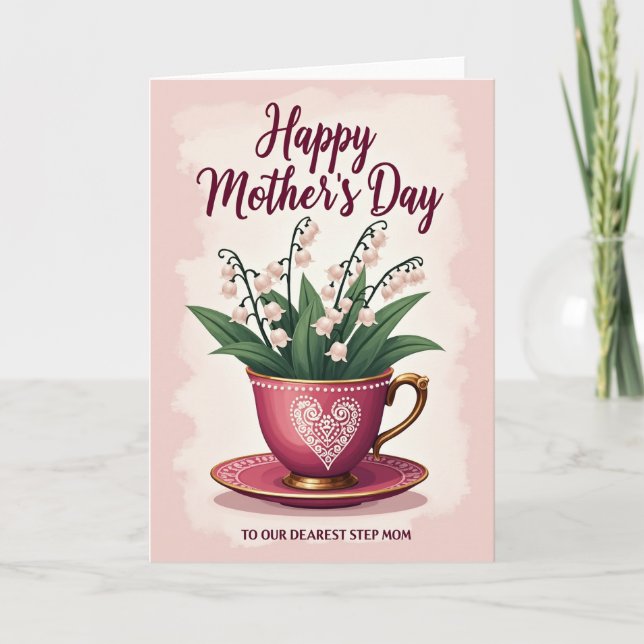 Carte d'affection à la tasse de thé florale (Devant)