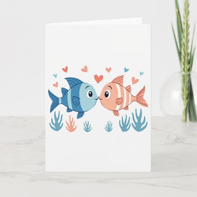 Carte d'affection Baisers de poissons (Devant)