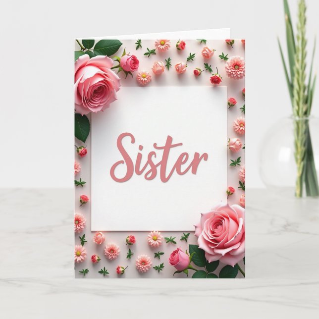Carte d'affection pour sœurs florales (Devant)