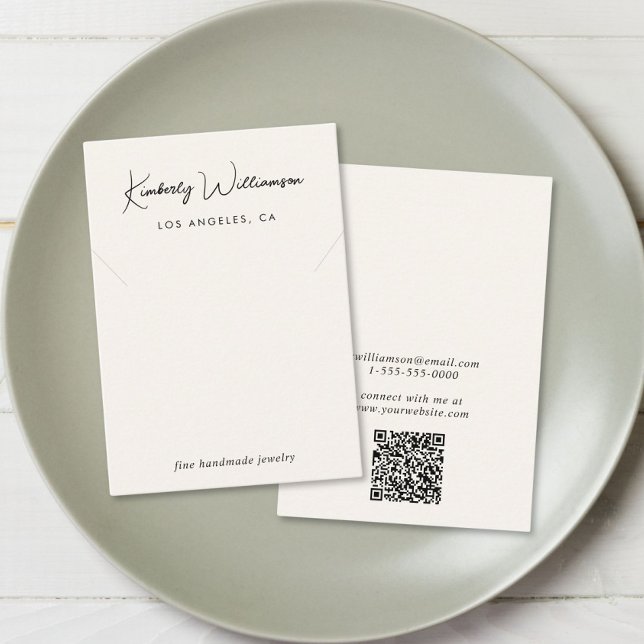 Carte d'affichage à bijoux en crème chic Script Co (Empower your name in our signature script as your logo and brand identity)