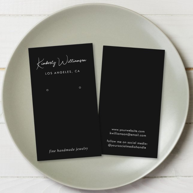 Carte d'affichage à bijoux en noir Chic Script (Empower your name in our signature script as your logo and brand identity)