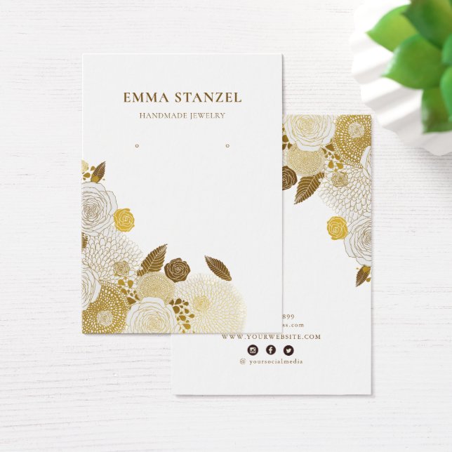 Carte d'affichage à oreille ・ Gold Sketched Floral (Bureau)