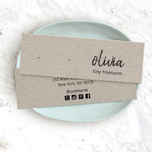 Carte d'affichage à oreille Kraft Script Stud