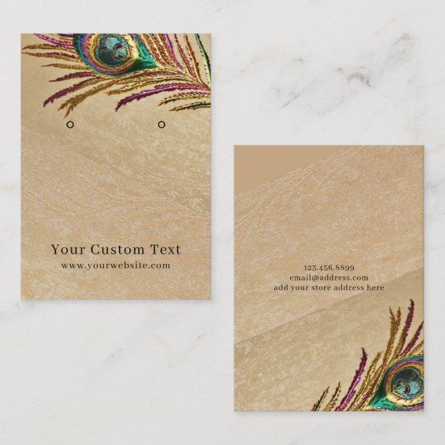 Carte d'affichage à oreille ・ Plumes de paon à bro (Devant / Derrière)