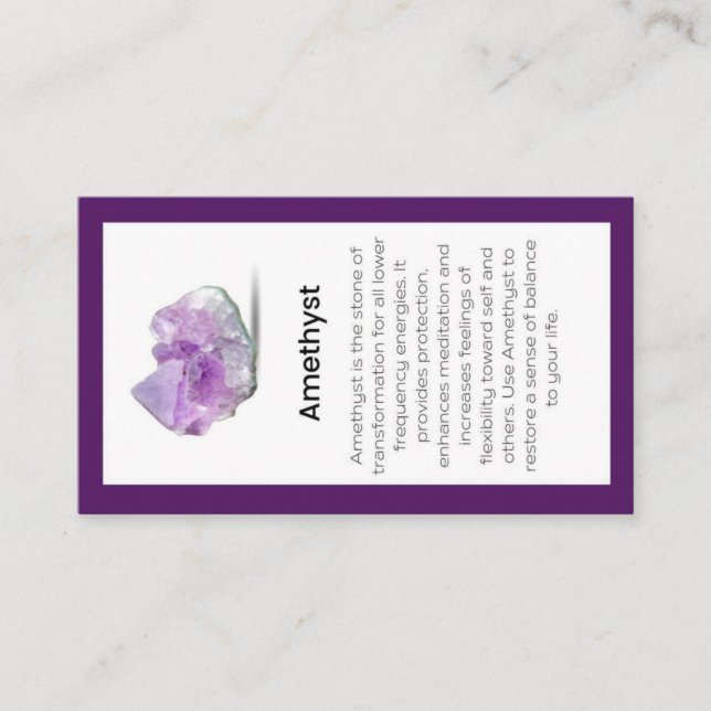 Carte d'affichage Amethyst Crystal Signification B (Devant)
