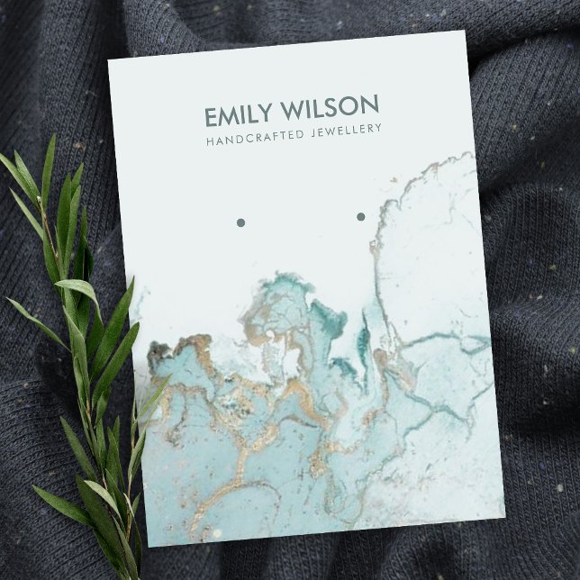 CARTE D'AFFICHAGE AQUA BLUE GOLD AGATE MARBRE (Créateur téléchargé)