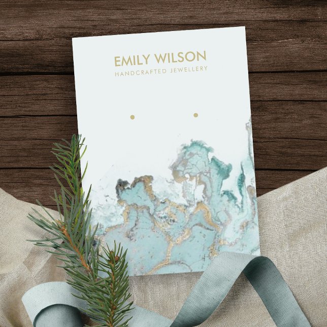 CARTE D'AFFICHAGE AQUA BLUE GOLD AGATE MARBRE (Créateur téléchargé)