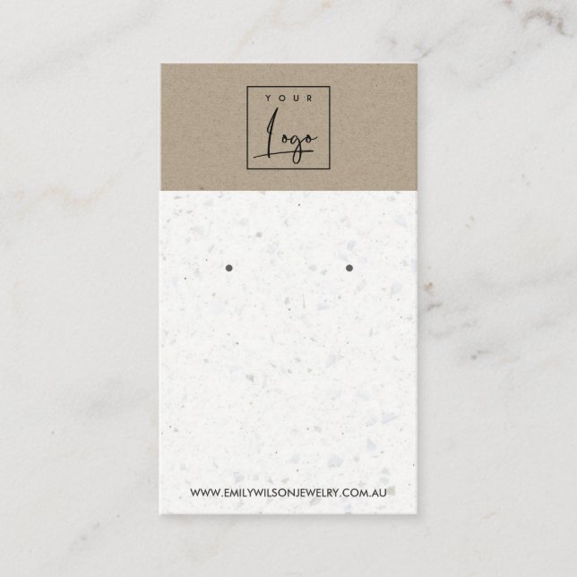 CARTE D'AFFICHAGE BLANCHE KRAFT TERRAZZO STUD EARR (Devant)