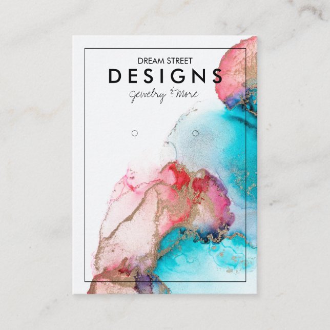 Carte d'affichage Blue Red Watercolor Gold (Devant)