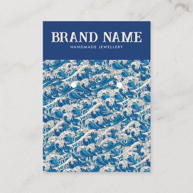 Carte d'affichage Blue Retro Modern Wave Earrings (Devant)