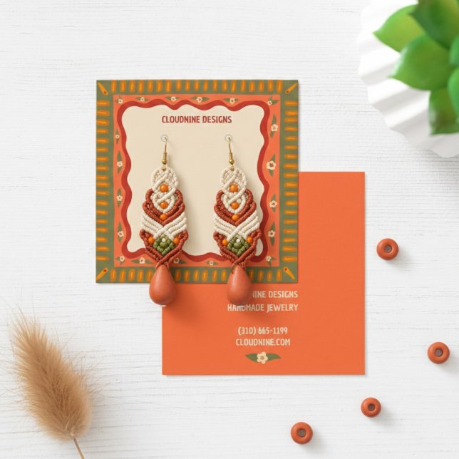 Carte d'affichage Boho Frame d'oreille collier bij (Boho Frame Floral Earring Necklace Jewelry Display Card
)