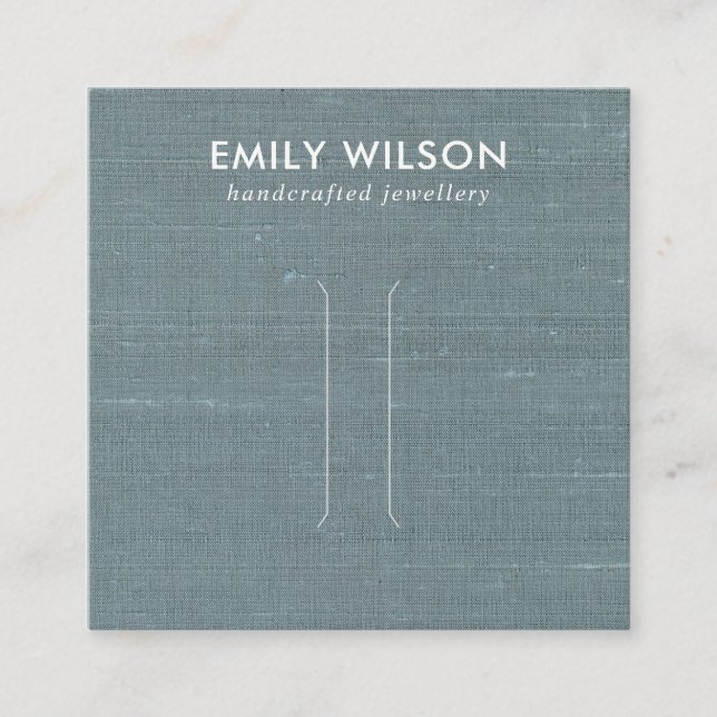 CARTE D'AFFICHAGE CHIC GRAY BLUE BURLAP LINEN HAIR (Devant)