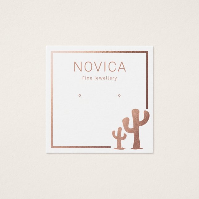 Carte d'affichage Chic Rose Gold Cactus (Devant)