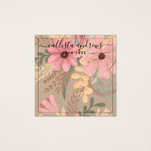 Carte d'affichage couleur rose Kraft Cursive Colli