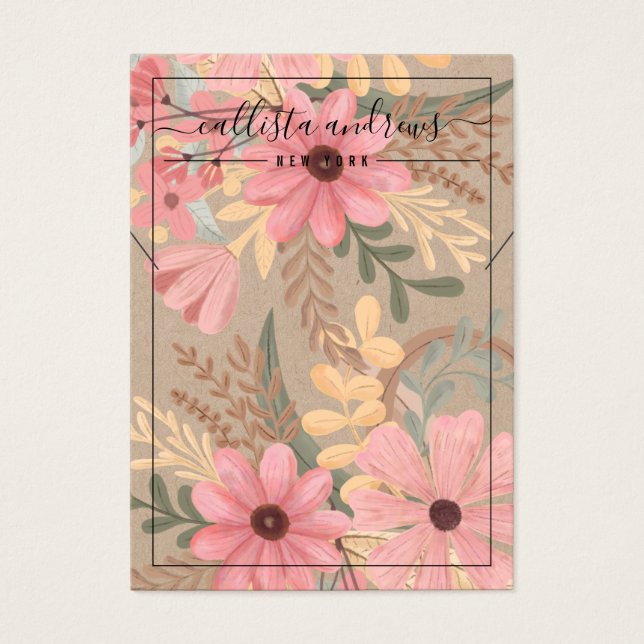 Carte d'affichage couleur rose Kraft Cursive Colli (Devant)