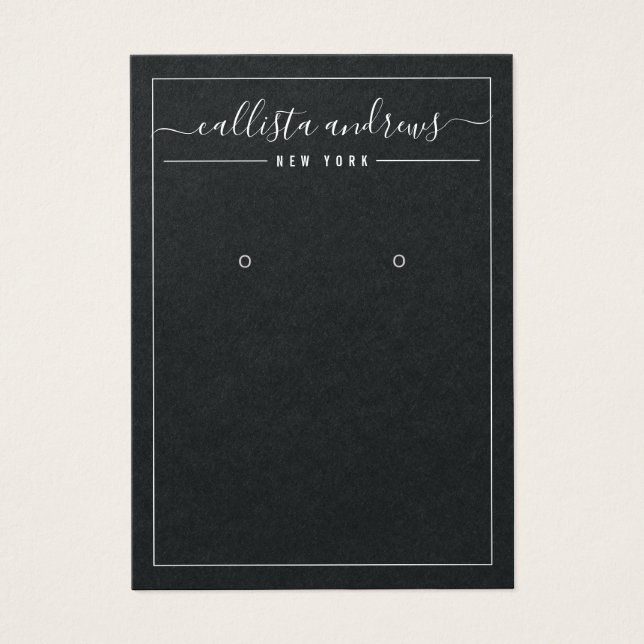 Carte d'affichage Cursive de papier noir simple (Devant)