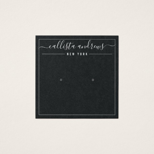 Carte d'affichage Cursive de papier noir simple (Devant)