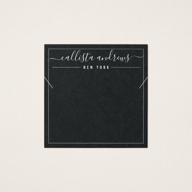 Carte d'affichage Cursive en papier noir simple (Devant)