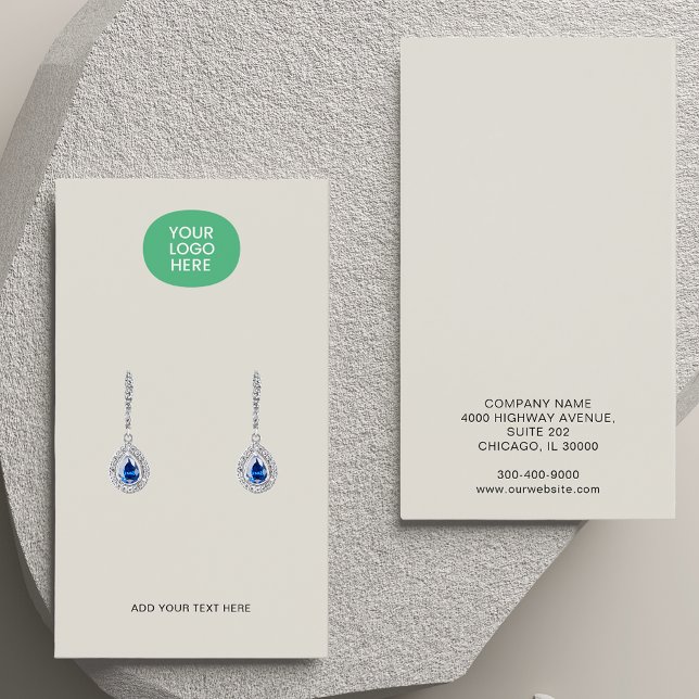 Carte d'affichage d'ajout de logo clair à oreilles (Custom Add Logo Light Tan Earrings Display Card)