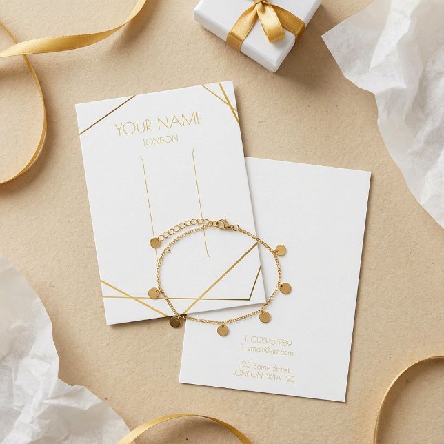 Carte d'affichage de bracelet géométrique or (Gold geometric bracelet display card.)